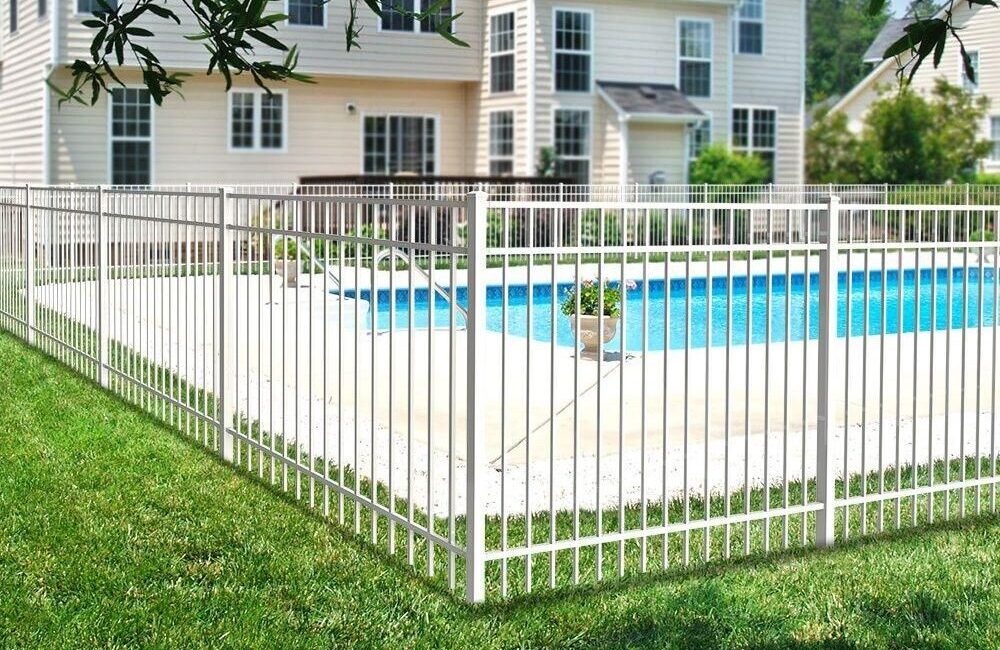 White pool aluminum fence