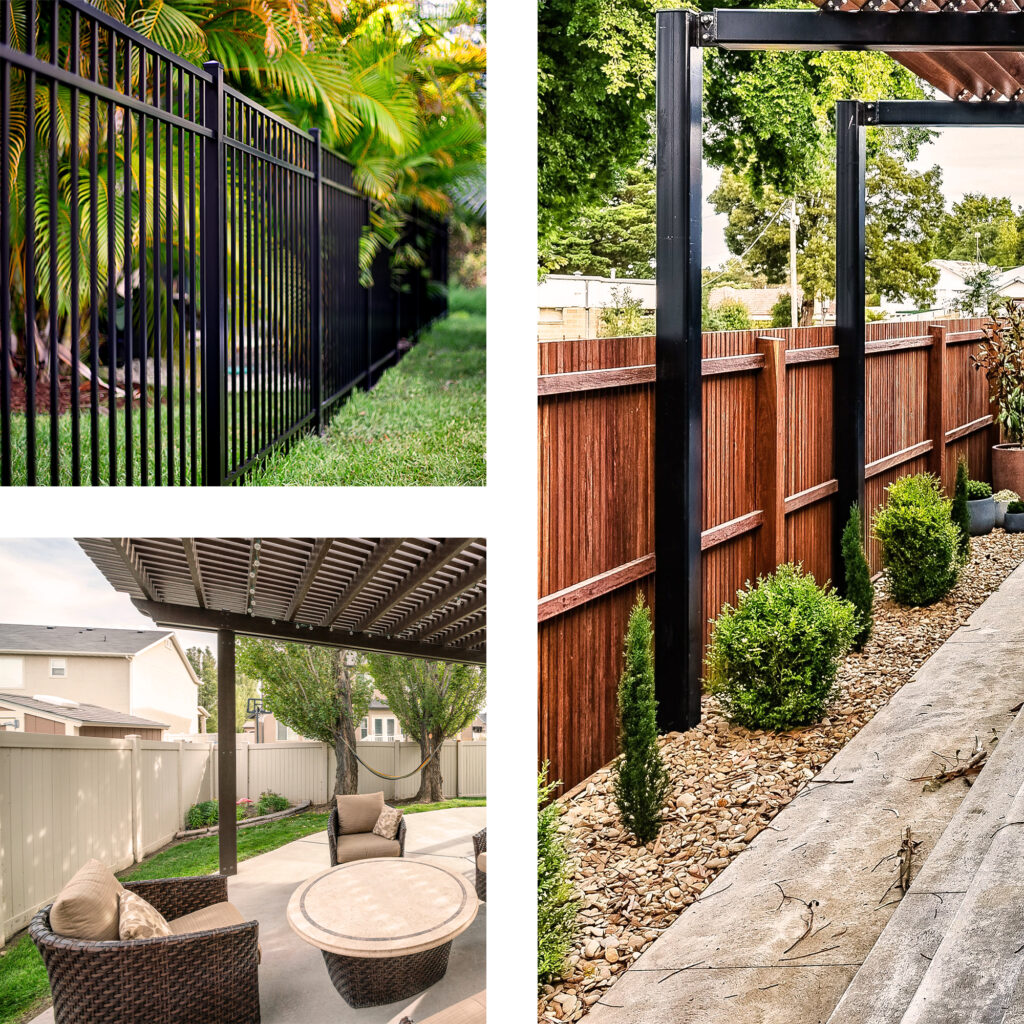 beautiful fence in backyards, wood aluminum and vinyl